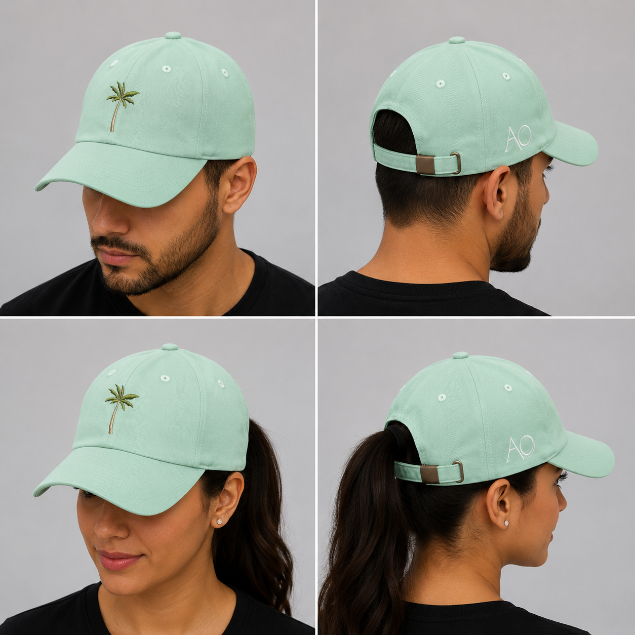 Boné brim 100% algodão (dad hat), bordado com regulador de metal