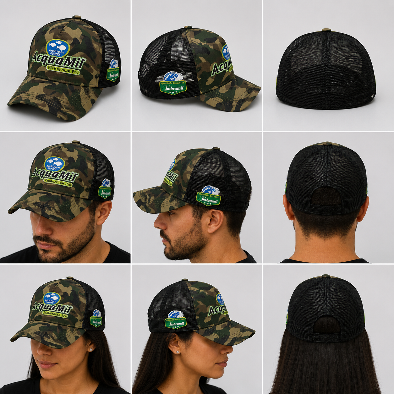 Modelo americano, alto relevo, com tela (trucker)