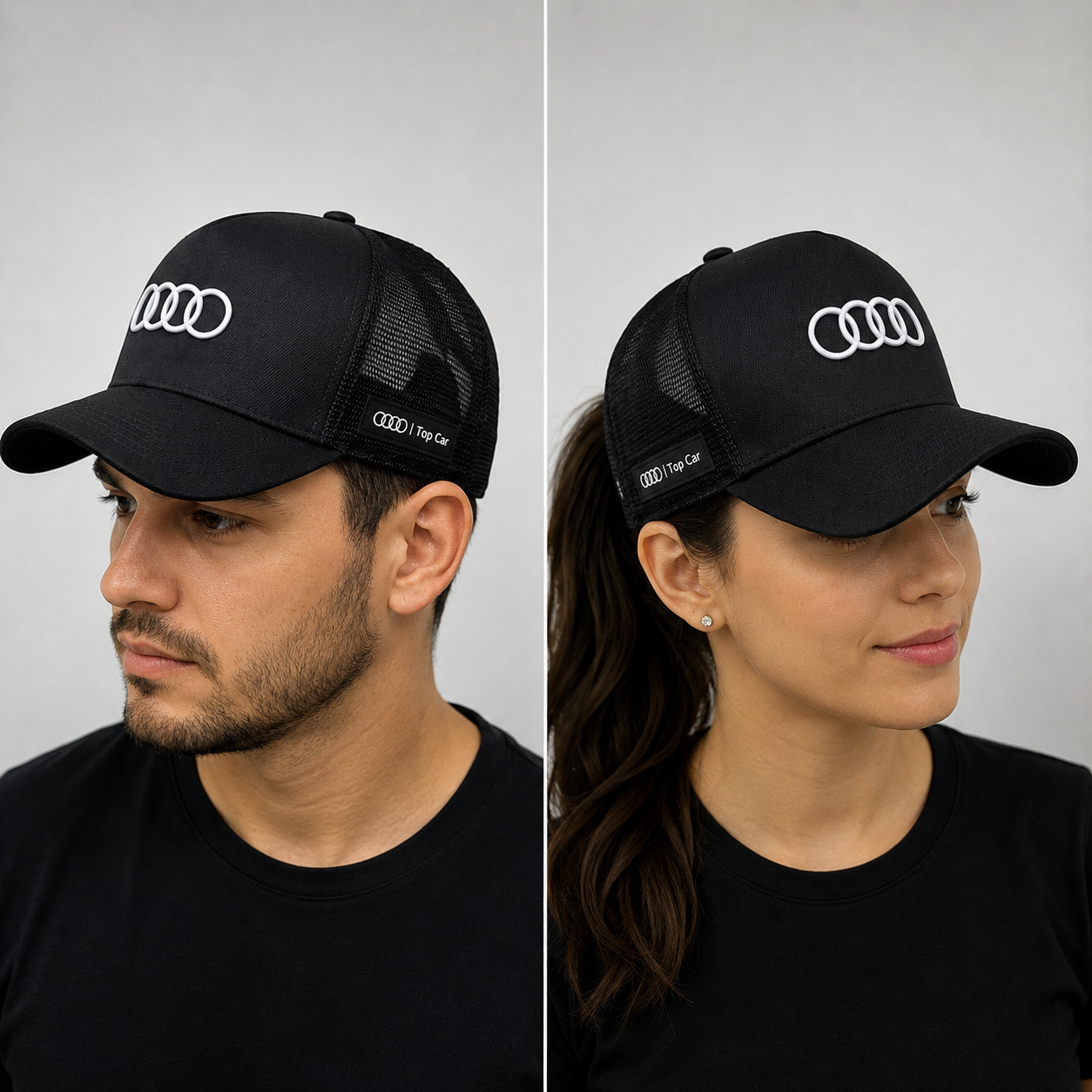 Modelo americano, bordado, com tela (trucker)
